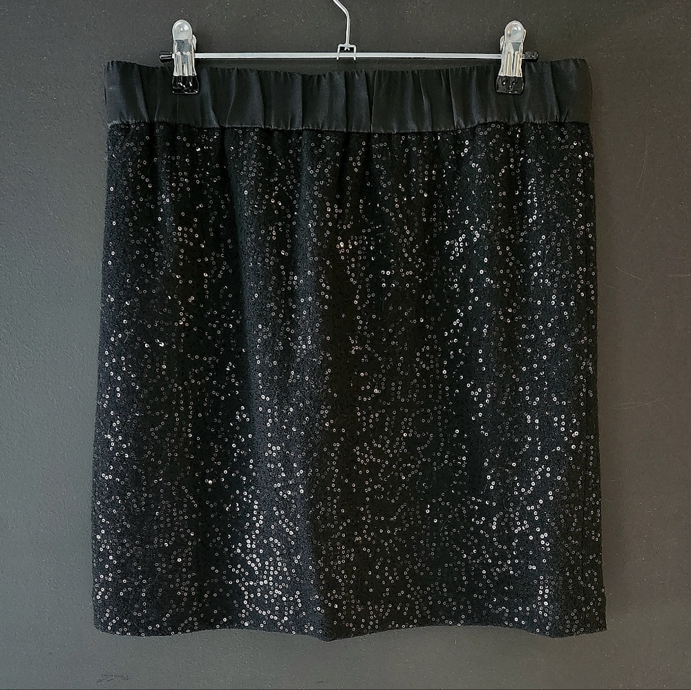 Loft Sequin wool blend skirt